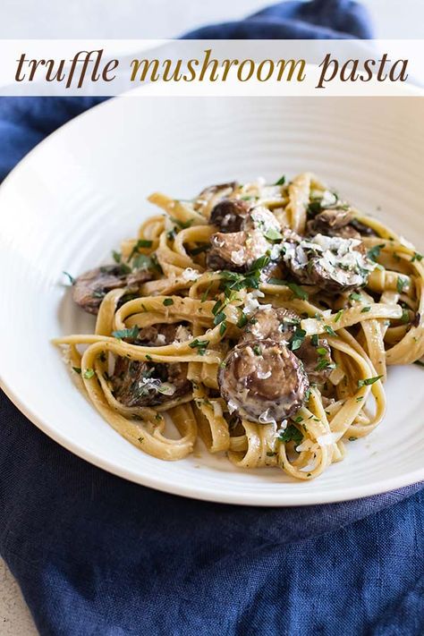 Easy Truffle Mushroom Pasta for Two #mushrooms #pasta #fettuccine #trufflecheese #dinnerfortwo #comfortfood #cooking #dinner #recipes Pasta Dinner For Two, Truffle Oil Pasta, Pasta For Two, Truffle Oil Recipes, Most Expensive Food, Expensive Food, Mushroom Recipes Pasta, Truffle Pasta, Truffle Mushroom