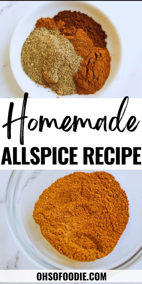 Text reads homemade allspice recipe Diy All Spice Seasoning, How To Make All Spice Recipe, Diy Allspice Seasoning, Homemade All Spice, How To Make All Spice, What Is Allspice Made Of, 9 Easy Diy Spice Blends, Allspice Recipe Homemade, Homemade Allspice Recipe