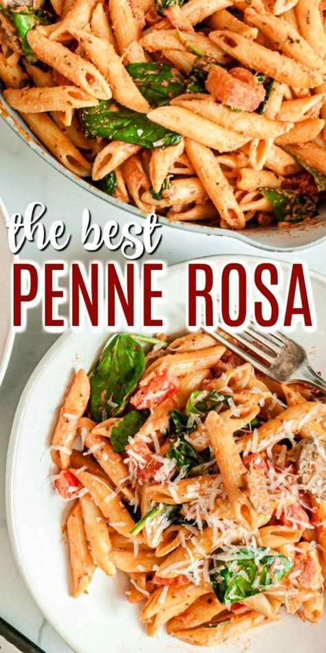 Pena Rosa Pasta, Creamy Pasta With Tomatoes, Blush Sauce Pasta Recipe, Recipes That Use Pasta Sauce, Copycat Penne Rosa Noodles And Company, Creamy Pasta With Meatballs, Recipes With Penne Noodles, Penn Pasta Recipes, Pasta For 2 Recipes