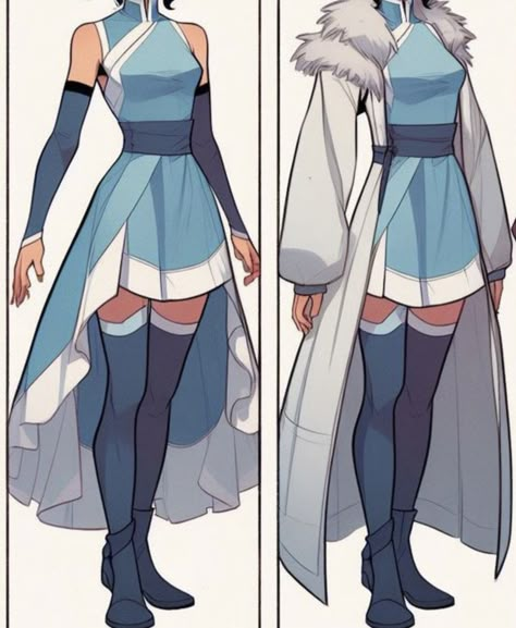 Outfit Fantasy Design, Cartoon Outfits Ideas Inspiration, Fantasy Oc Outfit Ideas, Fantasy Clothing Design Art, Fantasy Outfits Drawing, Female Clothes Drawing Outfit, Water Inspired Outfits, Female Outfit Ideas, Fantasy Clothing Design