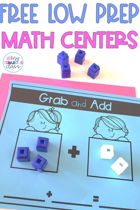 Are you working on addition and subtraction? You are going to love this FREE No Prep Math Mat. You just print, laminate and teach. Students can grab some manipultives and put some on the left and some on the right. Then thye can add it up. This FREE Math Center can be found at myfabulousclass.com Addition With Manipulatives, Numbers And Operations First Grade, Addition For Kindergarten Activities, Addition In Kindergarten, Low Prep Math Centers First Grade, Addition Special Education, Bridges Intervention Math, Kindergarten Math Stations Free, Addition To 10 Activities