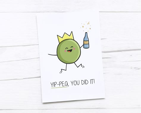 Congratulations Pun Card, You Did It Card Diy, Watercolor Cards Congratulations, Well Done Cards Handmade, Congratulations Doodle, Congrats Card Ideas, Congratulations Drawing, Congratulations Card Ideas, Cute Congratulations Card