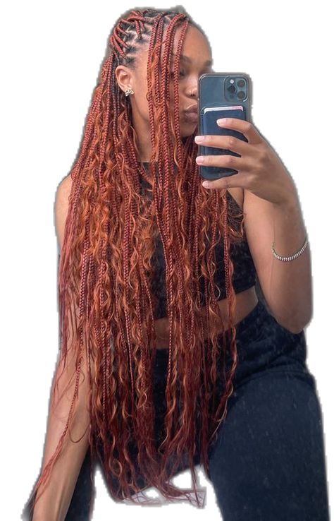 350 Boho Knotless Braids, 350 Knotless Braids, Ginger Hair Copper, 350 Braids, Ginger Boho Knotless, Ginger Boho Knotless Braids, Braids Mermaid, Camp Hairstyles, Copper Braids