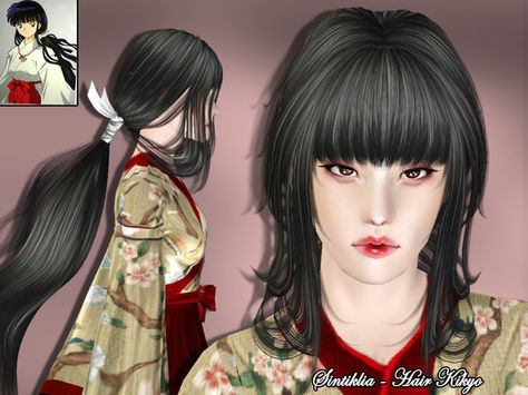 SintikliaSims' Sintiklia - Female hair Kikyo Sims 4 Inuyasha Cc, S4cc Hair, Sims3 Cc, Hair With Hat, Geisha Hair, Japanese Princess, Ts3 Cc, Sims 4 Cc Makeup, Tumblr Sims 4