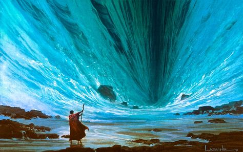 Film: The Prince of Egypt ===== Scene: The Parting Of The Red Sea ===== Dreamworks The Prince Of Egypt, Parting The Red Sea, Egypt Concept Art, Prince Of Egypt, Bg Design, Biblical Art, Matte Painting, Visual Development, Red Sea