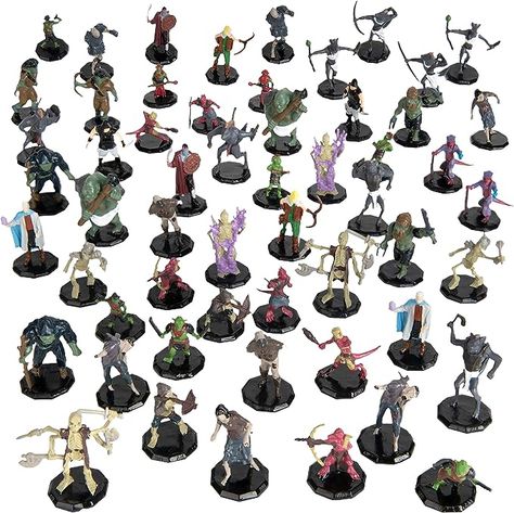 56 Fantasy Mini Figures- All Unique Designs- 1" Hex-Sized Compatible with DND Dungeons and Dragons & Pathfinder and RPG Tabletop Games- Features Goblins, Orcs, Gnolls, Skeletons & More Goblin Dnd, Rpg Table, Trading Card Binder, Pathfinder Rpg, Dnd Miniatures, Dinosaur Toys, Dungeon Master, Tabletop Rpg, Tabletop Games