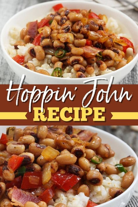 Hoppin John Recipe With Bacon, Hoping John Recipe, Hoppin John Recipe Southern Style, Hopping John Recipe, Black Eyed Peas Recipe New Years, Hoppin Johns, Hopping John, Blackeye Peas, Hoppin John Recipe