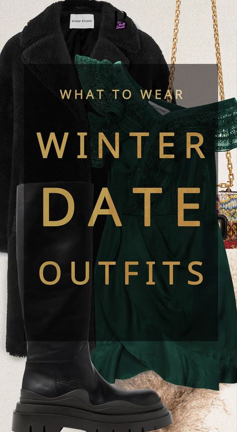 What to wear to a dinner date in winter? Certainly not a sweater. You can't wear a sweater to a date - not even in winter. But you can wear a warm faux fur coat, boots and leather pants. Here are some trendy winter date outfits that will make your guy's heart skip a beat. Ps. Head on Brunette from Wall Street to see some really fashionable winter date outfits with a skirt and jeans, too. What To Wear Dinner Date Outfit Ideas, Party Wear Winter Outfits, Winter Party Outfit Night Cold Classy, Dinner Outfits Winter 2023, What To Wear On A Date In Winter, Winter Fashion Outfits Classy Date Night, Winter Anniversary Outfit Dinner, Dinner Night Outfit Classy Chic Winter, Winter Casino Outfit