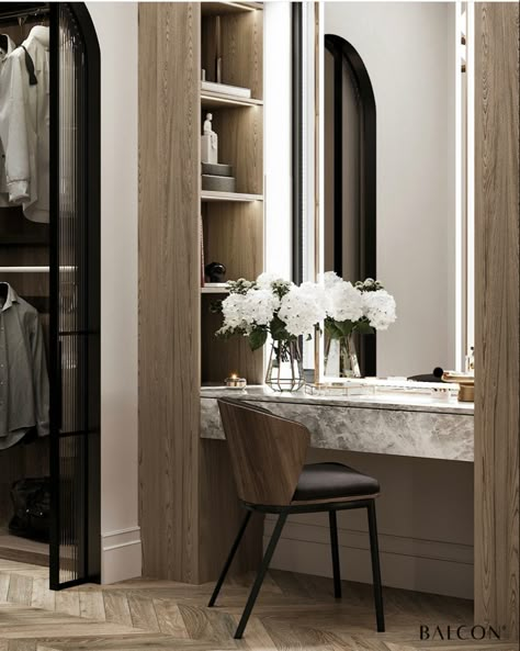 Master Dressing Table, Dressing Table Next To Wardrobe, Walk In Closet Dressing Table, Wardrobe With Vanity Table, Closet With Dressing Table, Wardrobe And Dressing Table, Dressing Table Wardrobe, Built In Dressing Table, Luxury Dressing Table