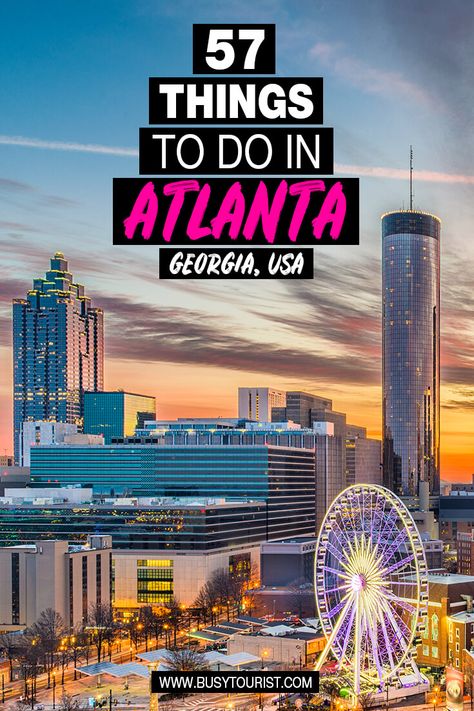 Planning a vacation to Atlanta, GA? This travel guide will show you the top attractions, best activities, places to visit & fun things to do in Atlanta, Georgia. Start planning your itinerary & bucket list now! #atlanta #atlantageorgia #atlantaga #georgia #usatravel #usaroadtrip #travelusa #ustravel #ustraveldestinations #americatravel #travelamerica #vacationusa #usatrip Things To Do In Atlanta, Atlanta Travel, Visit Atlanta, Manifesting Prosperity, Georgia Aquarium, Travel Cruise, Vacation Usa, Cruise Tips, Road Trip Usa