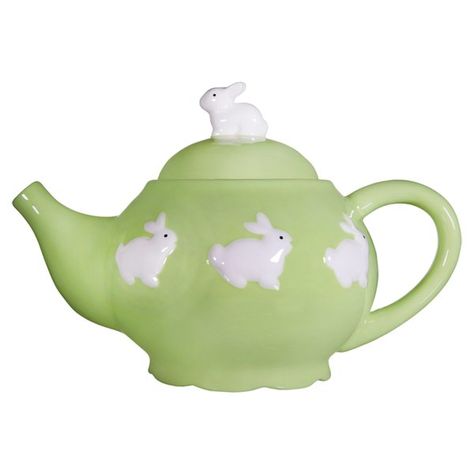 Add a delightful touch to your tablescape with this ceramic teapot, showcasing a charming rabbit motif and green finish. Animal Teapot, Unusual Teapots, Ceramic Easter, Cute Teapot, Tea Kettles, Ceramic Teapot, Spring Bunny, Green Theme, Coffee Pots