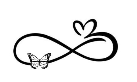 Infinity Tattoo With Butterfly, Butterfly Infinity Tattoo, Brittany Tattoo, Infinity Butterfly Tattoo, Letter J Tattoo, Infinity Love Tattoo, Heartbeat Tattoo Design, Infinite Tattoo, Memorial Tattoo Quotes