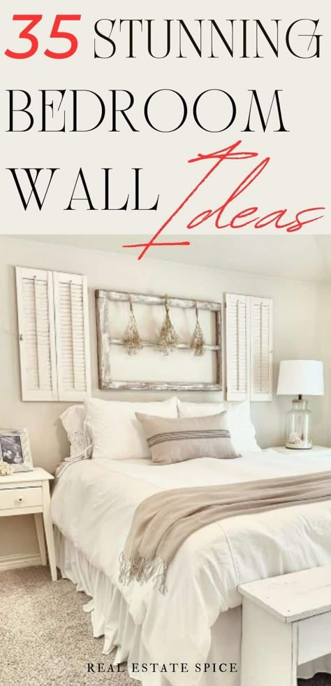 Guest Room Wall Decor Above Bed, Bedroom Decor Headboard, Long Bedroom Wall Decor, Diy Headboard On Wall Ideas, Large Wall Behind Bed Decor, Wall Behind The Bed Ideas, Bedroom Wall No Headboard, Master Bed Headboard Ideas Accent Walls, Bedroom Headboards Master