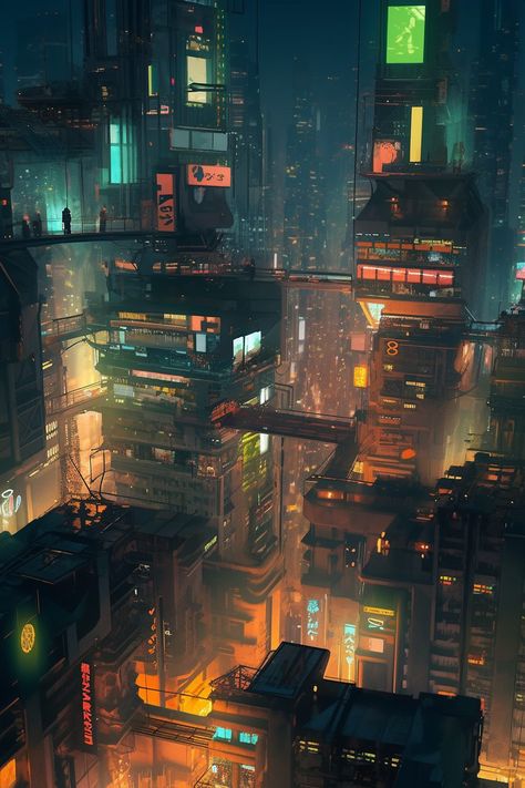 Top View of the Cyberpunk Green Neon Cityscapes Futuristic Japanese City, Cyberpunk Neon City, Cyberpunk Japan, Nar Shaddaa, Tokyo Cyberpunk, Cyberpunk Building, Robert Valley, Cyberpunk Cities, Find My Art Style