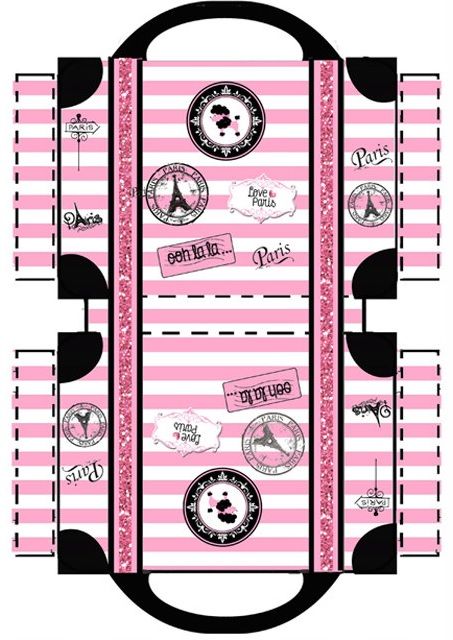 suitcase invite Printable Suitcase Template, Paper Suitcase Template, Suitcase Printable, Suitcase Template, Barbie Printables, Paris Theme Party, Paper Purse, Paris Birthday, Printable Box