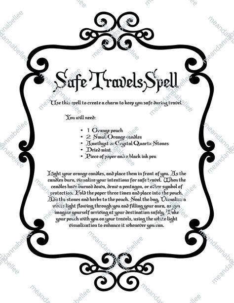 Spell For Safe Travel, Spells Witchcraft Real, Safe Travel Spell, Safe Travels Spell, Magic Spells Witchcraft, Travel Spell, Witchy Spells, Wicca Spells, Real Spells