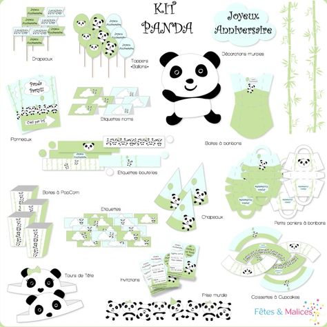 kit panda a imprimer Panda Themed Party, Birthday Snacks, Panda Birthday, Panda Party, Cupcake Dress, Small Flags, Decoration Birthday, Craft Room Office, Birthday Printables