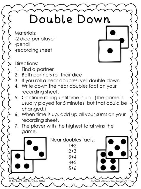 Freebie - Double Down game to practice adding near doubles or doubles plus 1 Doubles Plus 1, Near Doubles, Doubles Addition, Math Doubles, Doubles Facts, Math Night, People Reading, Math Number Sense, Math Intervention