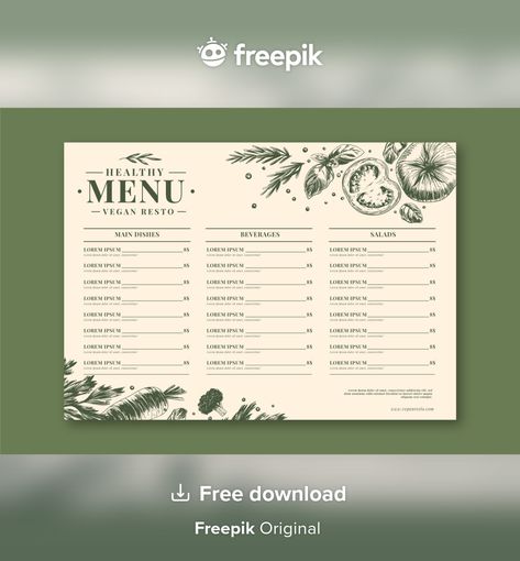 Vegan Restaurant Menu Design, Healthy Menu Design, Vegan Menu Design, Green Menu Design, Italian Food Menu Design, Aesthetic Menu Design, Italian Menu Design, Menu Design Ideas Templates, Healthy Food Restaurant