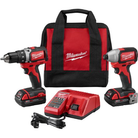 M18™ Compact Brushless Drill/Brushless Impact Combo Kit (2 Tool) | Milwaukee Tool Charger Bag, Milwaukee Power Tools, Cordless Hammer Drill, Angle Drill, Milwaukee M12, Milwaukee M18, Milwaukee Tools, Cordless Tools, Hammer Drill