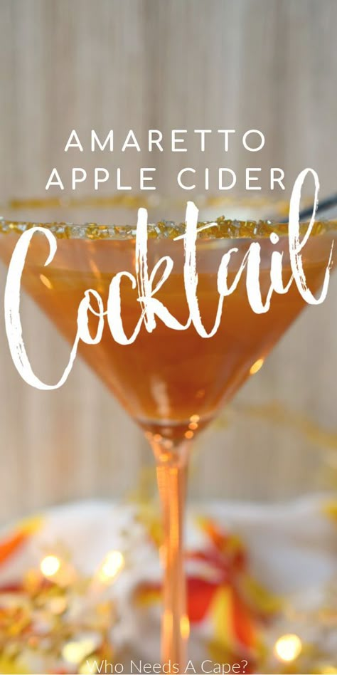 Amaretto Apple Cider Cocktail, Cider Cocktail, Fall Drink Recipes, Apple Cider Cocktail, Fall Cocktails Recipes, Cider Cocktails, Fall Drink, Thanksgiving Cocktails, Specialty Drinks