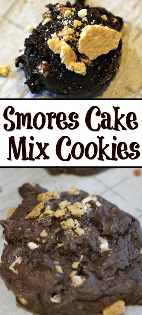 This Smores Cake Mix Cookies Recipe is the perfect way to make Smores in the kitchen! Use mallow bites and crushed graham crackers for the ultimate treat! #cakemixcookies #smorescookies #smores via @CookEatGo Make Smores, Easy Smores, Baking Secrets, Smores Cake, Smores Cookies, Cake Mix Cookie Recipes, Recipe Cake, Oreo Cupcakes, Chocolate Fudge Cake