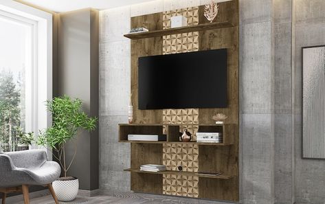 Axel Oak and Light Oak Float Ent Center | Bob's Discount Furniture Casa Miami, Wall Entertainment Center, Floating Entertainment Center, Bright Rugs, Floating Tv Stand, Mid Century Modern Wood, Mid Century Modern Walls, Manhattan Comfort, Rustic Contemporary