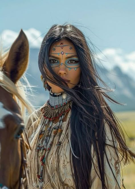 Native American Woman, Cyberpunk Female, Native American Pictures, Red Indian, Mode Hippie, Native American Artwork, Indigenous Americans, Native American Peoples, American Woman