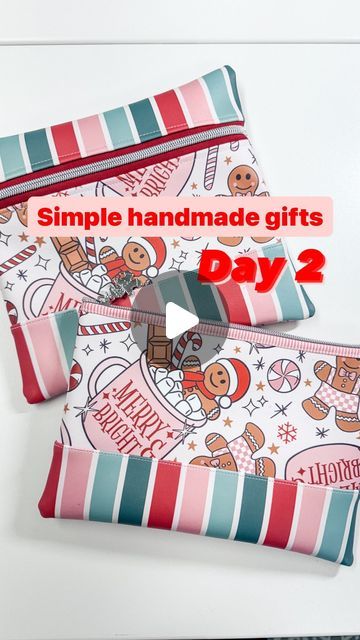 Missy Luukkonen on Instagram: "This vinyl zipper pouch is a quick, easy gift and with this darling printed vinyl, zip & gingerbread zipper pull from @idleblooms you can’t go wrong! There is no pattern for this one, you simply cut your vinyl to the length and width you want. You can make it any size! I added a fun contrasting bottom to mine. Just make sure your 2 front & back panels are the same size. This pouch does not have a liner which makes it simple to stitch up! Add a zipper with a cute little gingerbread pull and you’ve got yourself a sweet little gift that you can fill with goodies! Happy stitching! Be sure to save this post for when you are ready to create! #vinylpouch #zipperpouch #easydiy #greatgifts #giftideas #sewingproject #sewingpattern #lovetosew #sewazipper #lear Vinyl Zipper Pouch, Sew Zipper, Zipper Pulls, Easy Gifts, Zipper Pouch, Little Gifts, Quick Easy, Make It Simple, Gingerbread