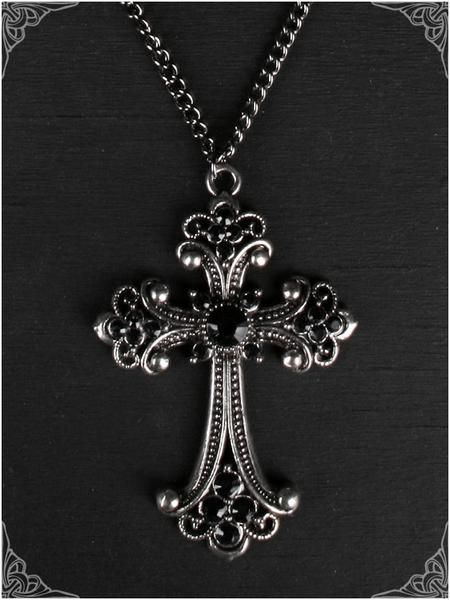 Gothic Cross Necklace Gothic Cross Necklace, Diamond Circle Pendant, Sideways Initial Necklace, Gothic Cross, Gothic Crosses, Style Rock, Goth Jewelry, Choker Pendant, Black Cross