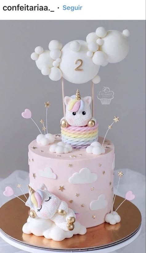 Cake Birthday Cake, Unicorn Themed Birthday Party, Rainbow Birthday Cake, Unicorn Birthday Cake, 1st Birthday Cakes, Unicorn Cake Topper, Baby Birthday Cakes, Cake Decorating Designs, Cute Birthday Cakes