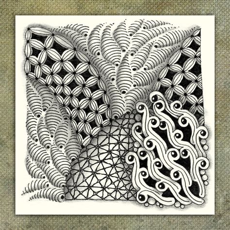 Time for Tangling: Classic Zentangle® - Bales, Dewd, Indy-Rella, 'Nzeppel & Tipple Zentangle Paisley Tangle Patterns, Rixty Zentangle Pattern, Jetties Zentangle, Tipple Zentangle, Black Zentangle Tiles, Illustration Ideas, Tangle Patterns, Cover Ideas, Zentangle Patterns