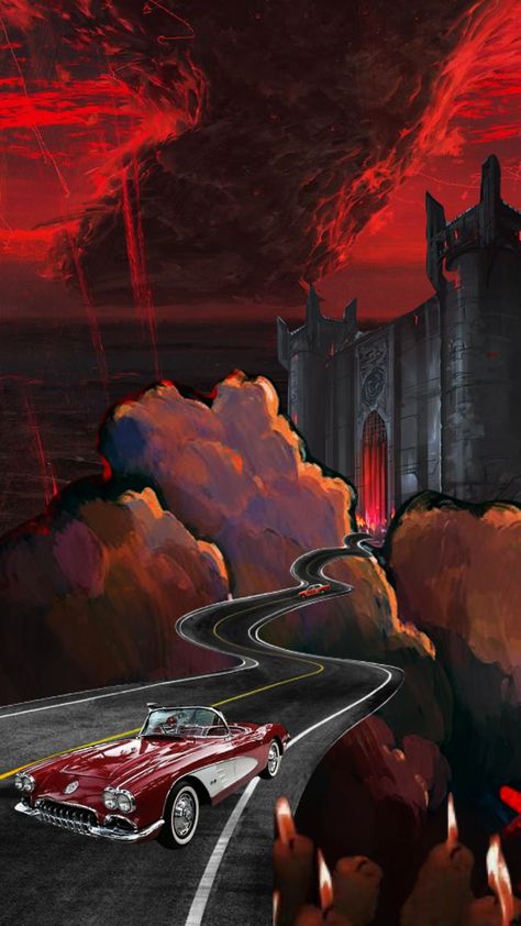 The Road To Heaven Feels Like Hell, Red Rock Aesthetic, Highway Drawing, Highway Tattoo, Hell Background, Red Moodboard, Gacha Backgrounds Outside, Road Drawing, Marketing Project