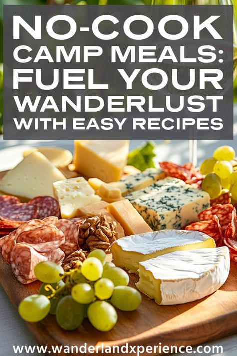 Fuel your wanderlust and embark on a camping adventure with these easy no-cook meal recipes. Pin now and get ready to explore the great outdoors! No Cook Camping Meals, Easy Camping Food Ideas, Camp Meals, Outdoor Cooking Recipes, Cooking Book, Camp Chef, Dog Camping, Hiking Dogs, Camping Adventure