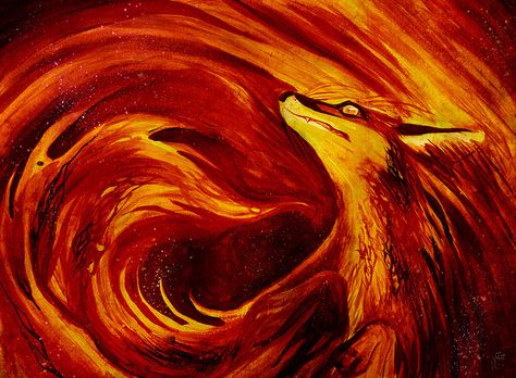 Fires Embrace by Culpeo-Fox Fire Aesthetic, Fantastic Fox, Fox Eyes, Fox Illustration, Japanese Folklore, Anime Animals, Fox Art, Book Dragon, Mystical Creatures