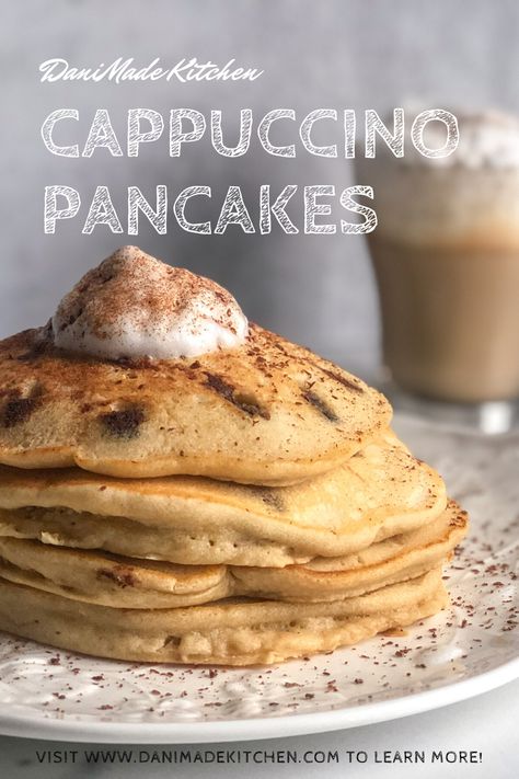 Cappuccino chip pancakes! Easy and delicious! #danimade Espresso Pancakes, Cracker Barrel Pancakes, Coffee Pancakes, Blueberry Buttermilk Pancakes, Pancake Recipe Buttermilk, Pancake Recipes, Sicilian Recipes, Mocha Latte, Pancakes Easy