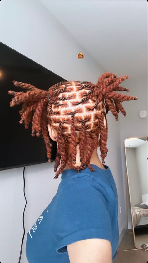 Copper Ginger Locs, Ginger Skunk Stripe Locs, Brown And Orange Locs, Ginger Color Locs, Dreads Color Ideas Locs For Women, Blonde And Ginger Locs, Ginger Hair Locs, Dark Ginger Locs, Colors To Dye Your Locs