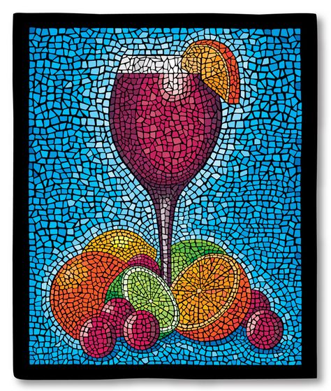 Mosaic Art For Kids, Fruit Mosaic, Mosaic Illustration, Mosaic Drawing, Wine Sangria, Black Grout, Paper Mosaic, Colorful Mosaic, Mosaic Art Projects