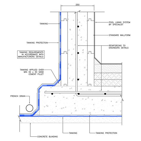 Swimming Pool detail Swimming Pool Details, Pool Structure, Pool Section, Swimming Pool Section, Infinity Pool Detail Section, Pool Detail, Pile Foundation Detail Drawing, Swimming Pool Structural Details, Pool Design Modern