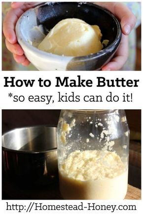 Making homemade butter is a delicious way to get kids in the kitchen. This step by step tutorial will show you how to make butter with just a mason jar! | Homestead Honey Butter In A Jar, Make Butter, Making Butter, Kids In The Kitchen, Homemade Butter, Self Sufficient, Homemade Diy, Butter Recipe, How To Make Cheese