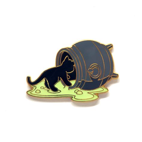 Custom Metal Work, The Cauldron, Enamel Pin Collection, Pin Enamel, Witch Cat, Fish In A Bag, Cool Pins, Cat Brooch, Dragon Design