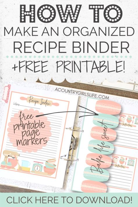 Recipe Binder Printables Free, Recipe Organization Binder, Cookbook Diy, Recipe Binder Cover, Organizing Recipes, Recipe Binder Template, Recipe Binder Printables, Organize Recipes, Diy Recipe Binder