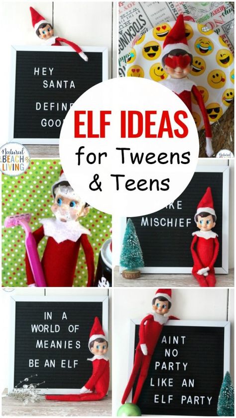 Elf on the Shelf Ideas for Teens and Tweens, If you have older kids you want to continue the family tradition in a way your teens can enjoy. These Elf on the Shelf ideas will be loved by your toddlers too. Whether your funny little elf on the shelf hangs out in the bathroom or leaves notes on the letter board, your whole family will love it. #elf #elfie #elfontheshelf #elfontheshelfideas Elf Kit, Elf Props, Elf Activities, Elf Antics, Elf Fun, Christmas Preparation, Elf Ideas, Elf On The Shelf Ideas, Family Tradition