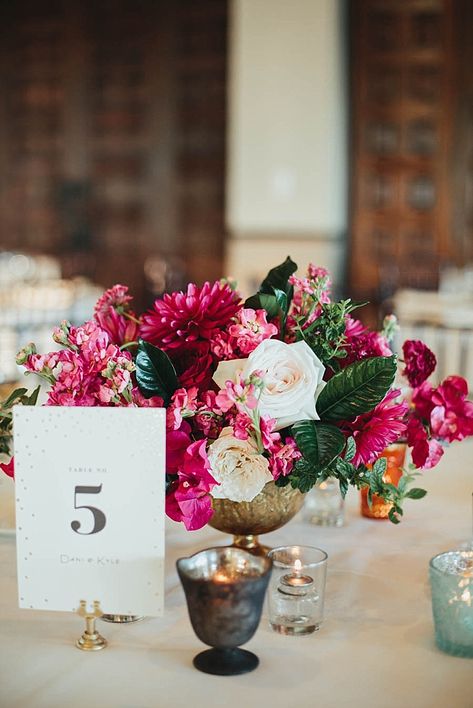 Magenta Wedding Centerpieces, Magenta Wedding Decorations, Viva Magenta Wedding, Bel Air Bay Club Wedding, Bougainvillea Wedding, Backyard Engagement, Pink Bougainvillea, Wedding Planner Website, Magenta Wedding