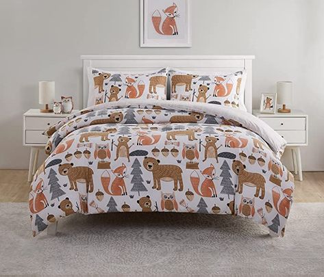 Amazon.com: VCNY Home Little Campers Collection Comforter Soft & Cozy Bedding Set, Stylish Chic Design for Home Décor, Machine Washable, Twin, Multi : Home & Kitchen Woodland Bedroom Kids, Woodland Themed Bedroom, Woodland Bedroom, Woodland Bedding, Cozy Bedding Sets, Forest Quilt, Kids Comforters, Kids Duvet, Reversible Bedding