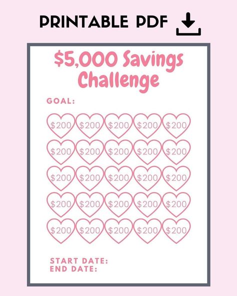 Pink Money Saving Challenge Printable Save 5000, Savings Challenge, Budget Tracker, Savings Planner, Dave Ramsey, cash envelope, savings by HartfordHustlePrints on Etsy Save 5000 In 30 Days, Saving Template Free Printables, 5000 Savings Plan 3 Months, Save 5000 In 3 Months Plan, Envelope Savings Challenge Biweekly, 5000 Savings Plan, Saving 5000, Budget Baddie, Cash Envelope Challenge