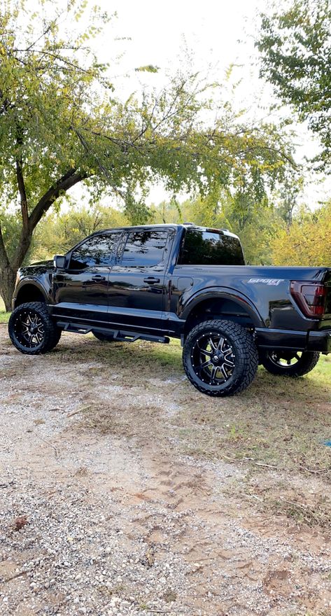 Black Trucks Ford, Lifted Black Trucks, Black Pick Up Truck, Blacked Out F150 Lifted Ford, Lifted 2021 F150, King Ranch F150 Lifted, Black Jacked Up Trucks, Ford F150 Lifted, Ford Raptor Truck