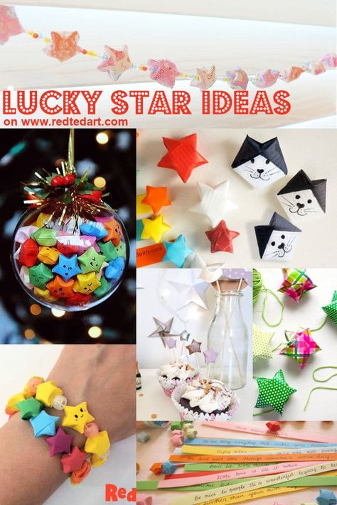 Easy Origami Lucky Stars - Craft Ideas - Red Ted Art - Easy Paper Crafts Lucky Star Crafts, What To Do With Origami Stars, Paper Star Craft Ideas, Craft Ideas Origami, Origami Star Crafts, Origami Lucky Stars Ideas, What To Do With Paper Stars, Mini Paper Stars, Oragami Ideas Easy For Kids