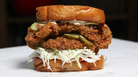 Chicken Fried Steak Sandwich Recipe Chicken Fried Steak Sandwich Recipe, Mochiko Chicken, Buffalo Fries, Munchies Recipes, Steak Sandwich Recipes, Gluten Free Buns, Gluten Free Noodles, Fried Steak, Chicken Fried Steak