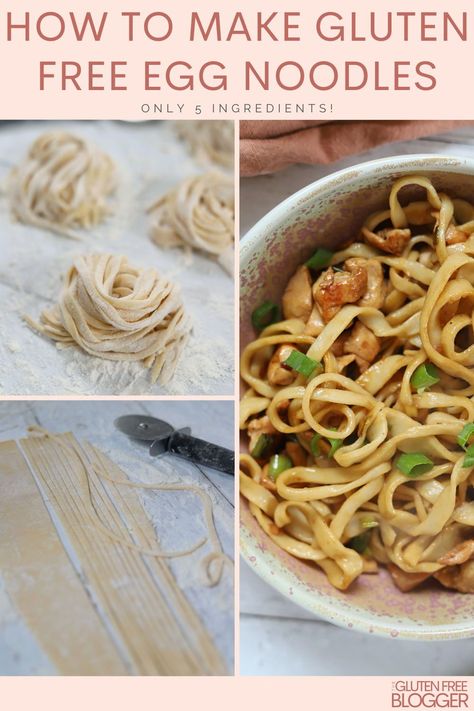 How to make gluten and dairy free noodles for Chinese cooking! Easy recipe! Gluten Free Noodles Homemade, Gluten Free Noodles Recipe, Takeaway Recipes, Gluten Free Italy, Gluten Free Egg Noodles, Noodles From Scratch, How To Make Noodles, Gluten Free Bread Flour, Free Noodles